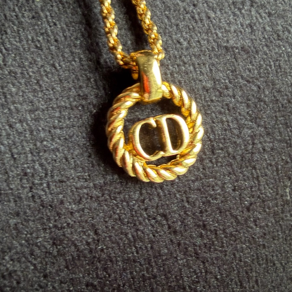 Authentic Christian Dior CD Necklace Gold Tone Designer Jewelry with COA